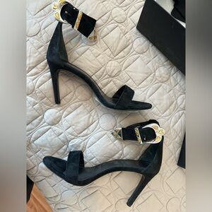 Maje Black Heels with Gold And Silver Accents Sandals